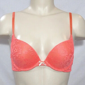 32AA Xhilaration Lace‎ T-Shirt Push-Up Plunge UW Bra Hawaiian Coral NWT